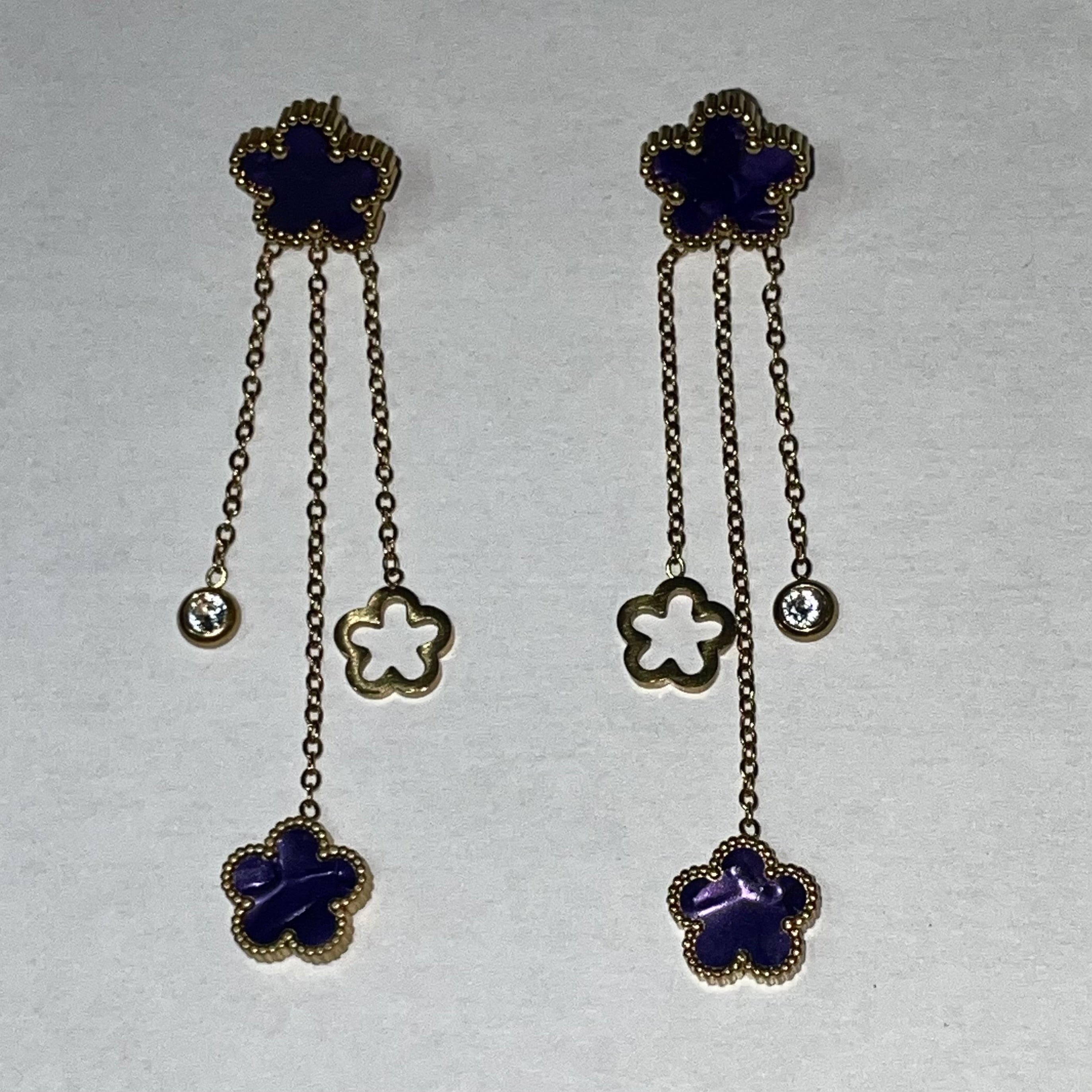 Boucles d’oreilles trèfle, pendantes