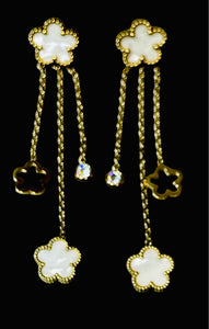 Boucles d’oreilles trèfle, pendantes