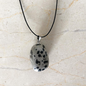 Pendentif pierre « Jaspe dalmatien »
