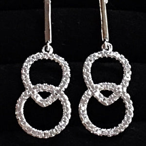 Boucles d’oreilles pendantes « 2 cercles brillants » plaqué or jaune ou blanc