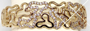 Bracelet rigide plaqué or et zirconiums