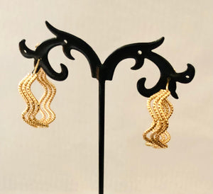 Boucles d’oreilles motif « Vagues », créoles, 3 anneaux