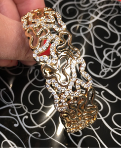 Bracelet rigide plaqué or et zirconiums