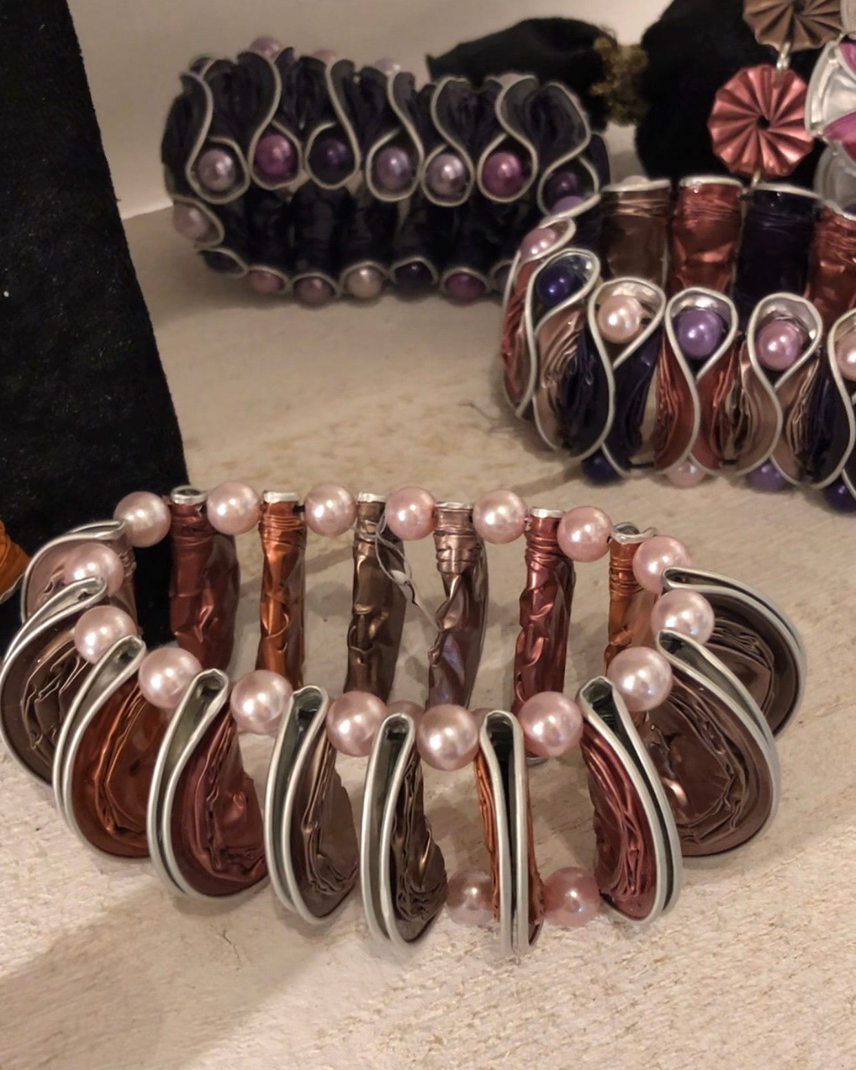 Parure collier ras-de-cou, perles & bracelet
