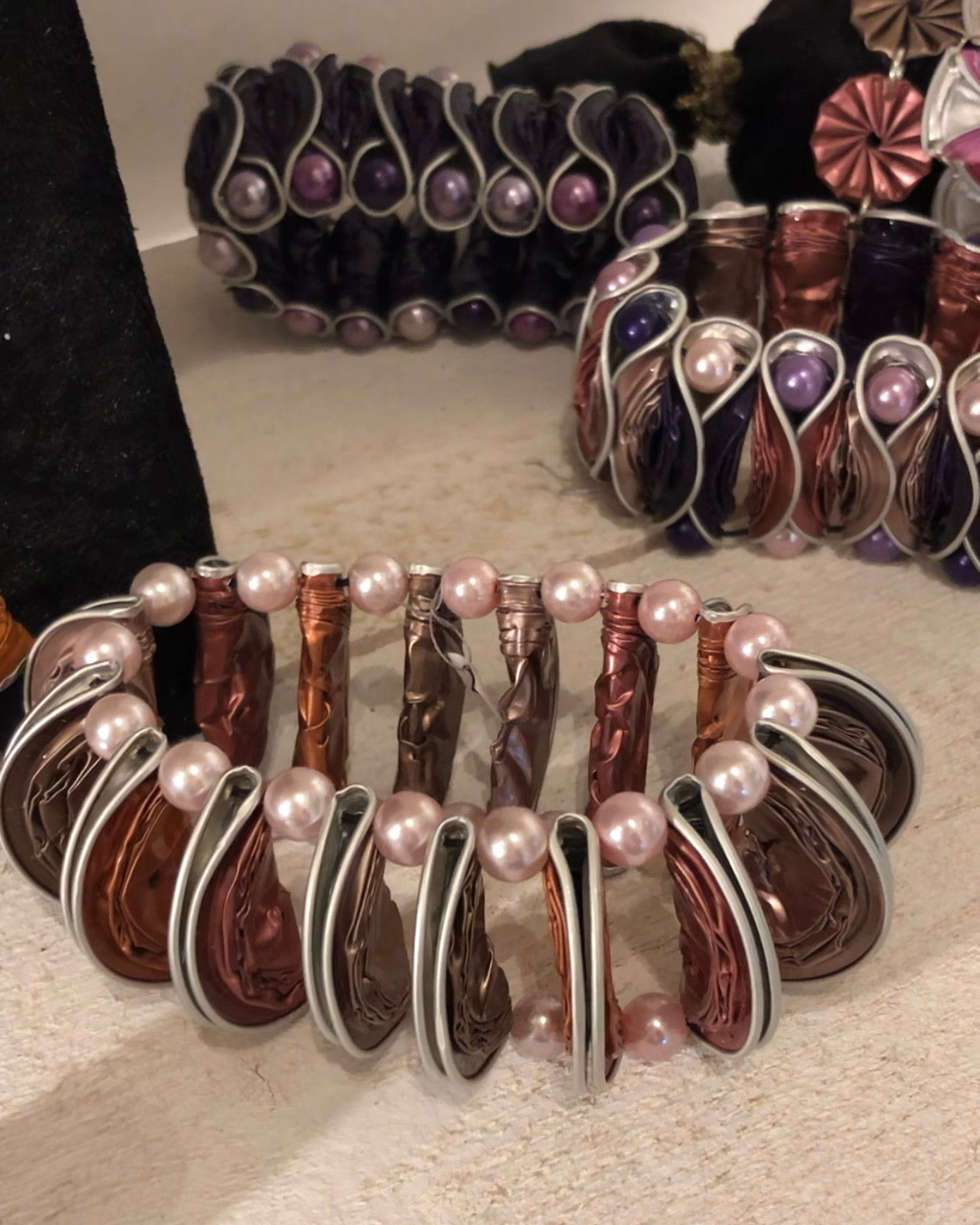 Parure collier ras-de-cou, perles & bracelet