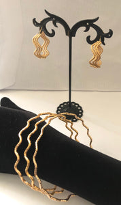 Boucles d’oreilles motif « Vagues », créoles, 3 anneaux