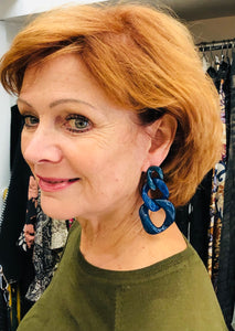 Collier-chaîne et/ou boucles d’oreilles bleu « Giulia »  bleu/vert