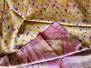 Foulard soie indienne mordorée à motifs