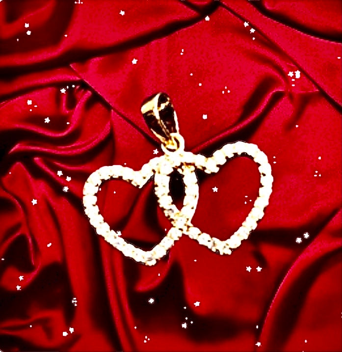 Pendentif plaqué or jaune « 2 coeurs enlacés »