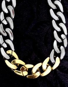 Collier chaîne maillons 2 couleurs : argenté et doré « Cannes »