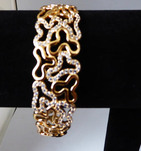 Bracelet rigide plaqué or et zirconiums