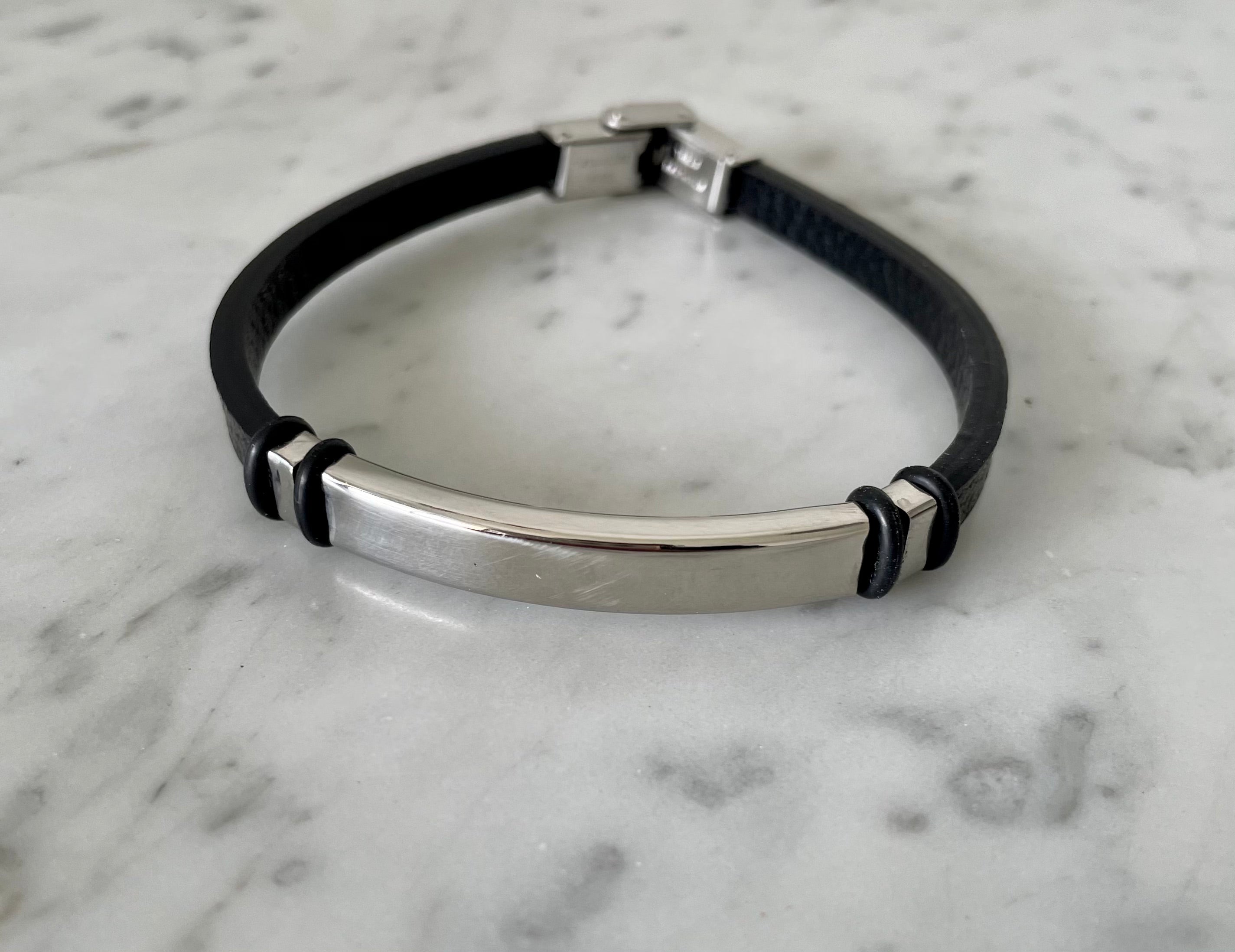 Bracelet acier 316 et cuir synthétique