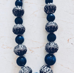 Collier en Lapis-lazuli et argent vieilli