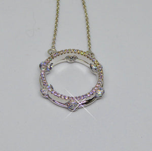 Pendentif plaqué or blanc et zirconiums
