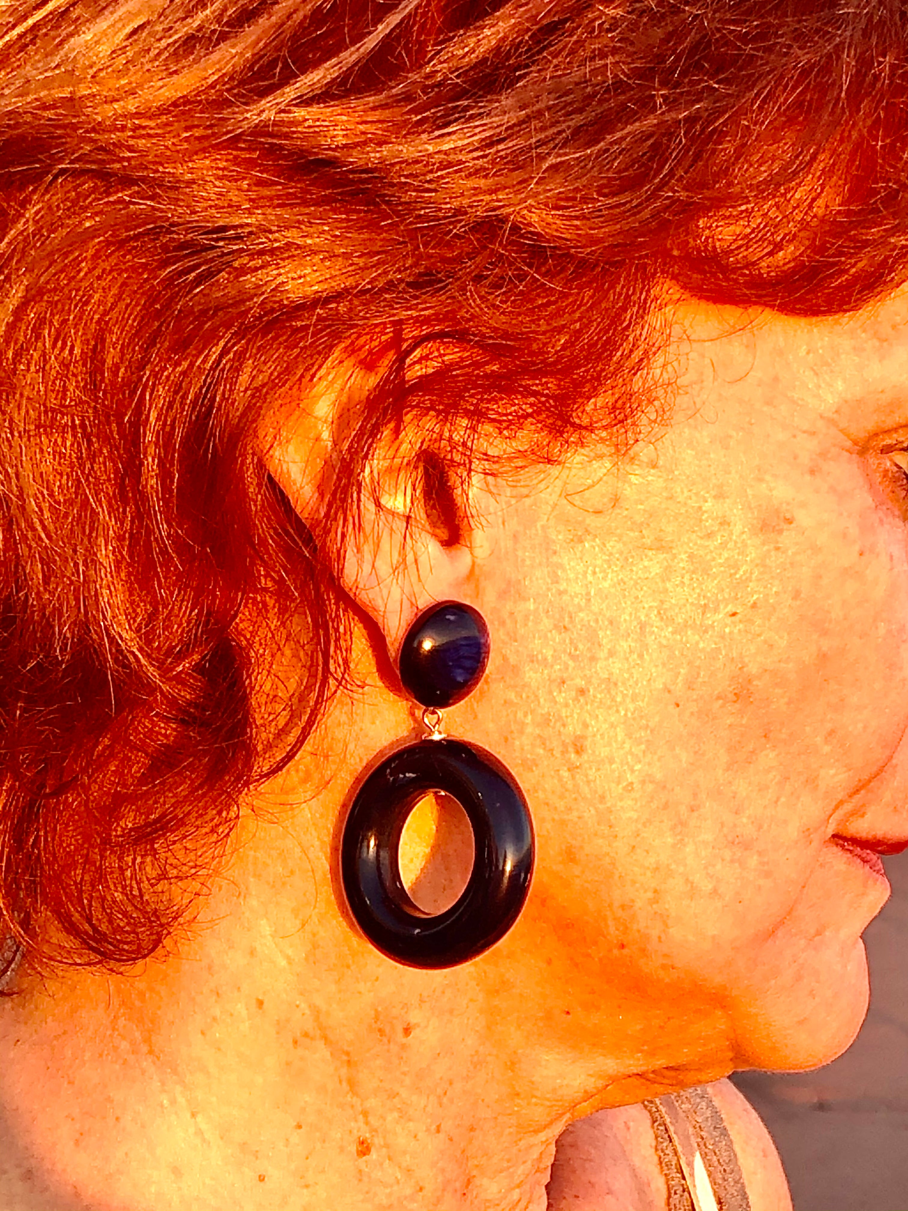 Boucles d’oreilles modèle « Vanille » bleu marine