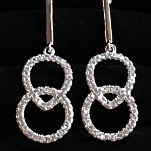 Boucles d’oreilles pendantes « 2 cercles brillants » plaqué or jaune ou blanc