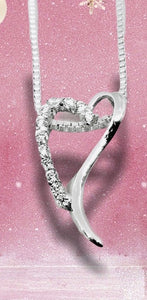 Pendentif Coeur plaqué or blanc et zirconiums