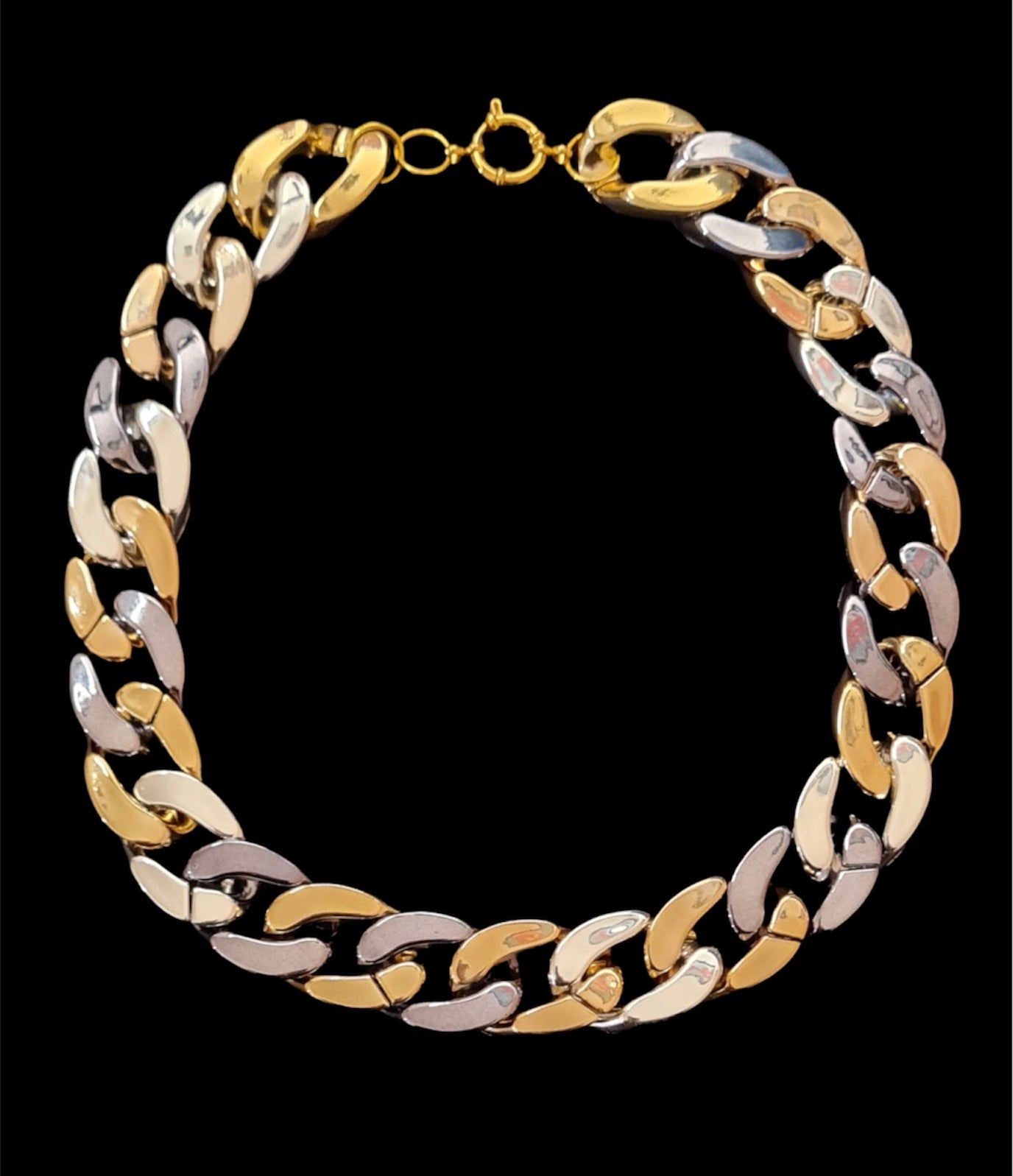 Collier chaîne maillons 4 couleurs (argent/anthracite/or jaune et rose) « Cannes »