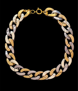Collier chaîne maillons 4 couleurs (argent/anthracite/or jaune et rose) « Cannes »