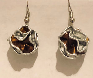 Boucles d’oreilles boule fleur pendantes