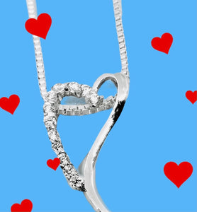 Pendentif Coeur plaqué or blanc et zirconiums