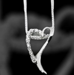 Pendentif Coeur plaqué or blanc et zirconiums
