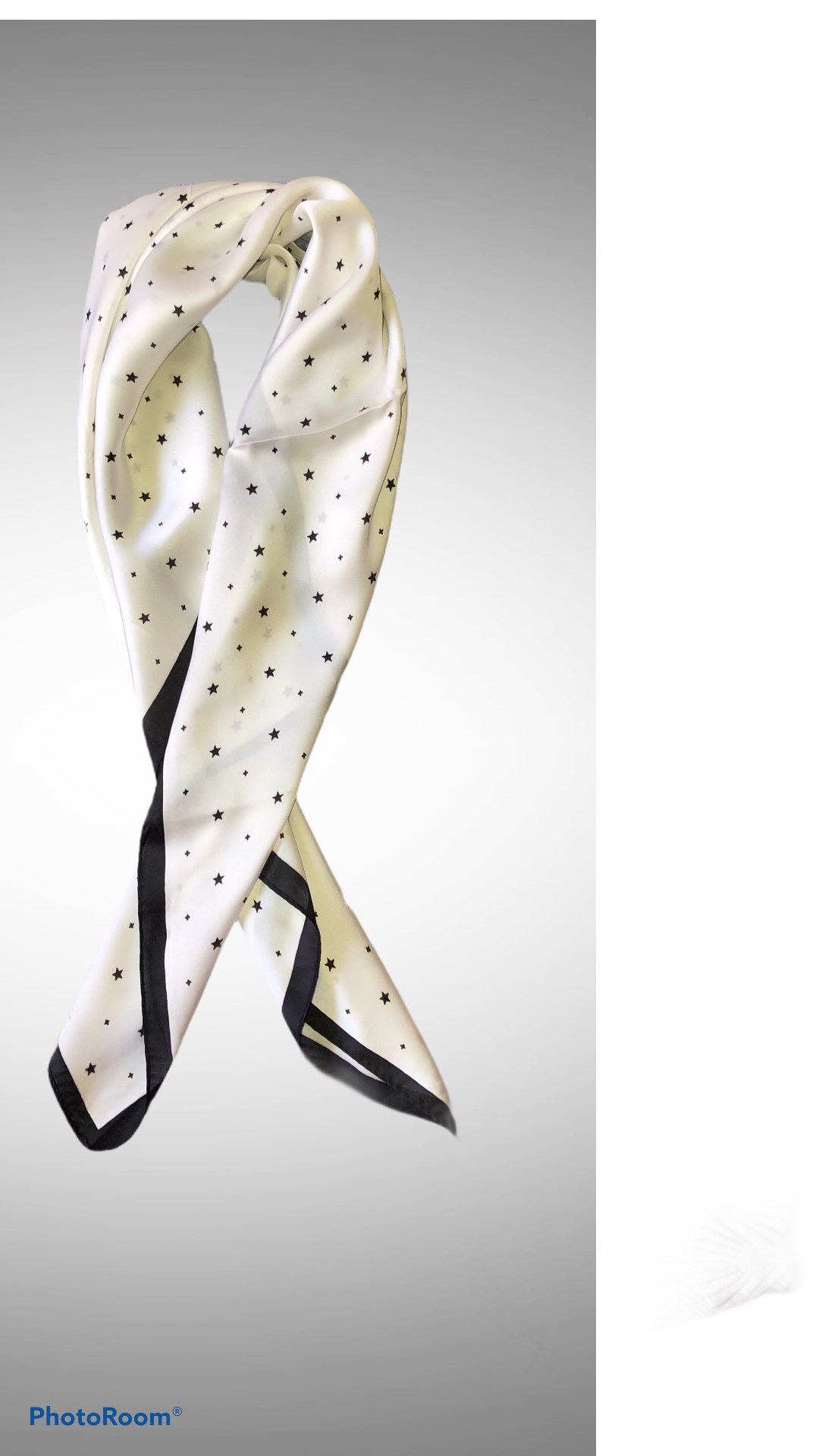 Foulard: grand carré noir et blanc motif étoiles