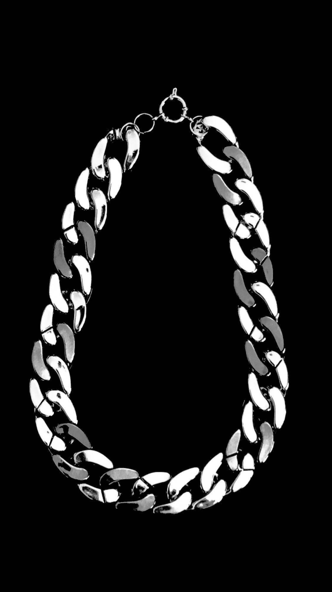 Collier chaîne maillons 2 couleurs argent/anthracite modèle « Cannes »