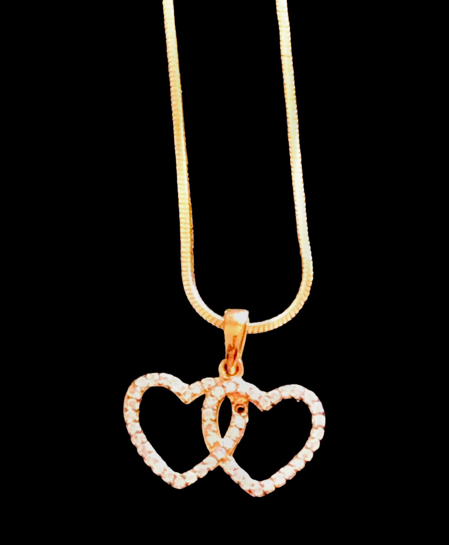 Pendentif plaqué or jaune « 2 coeurs enlacés »