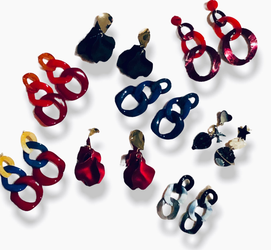 Boucles d’oreilles maillons rouges