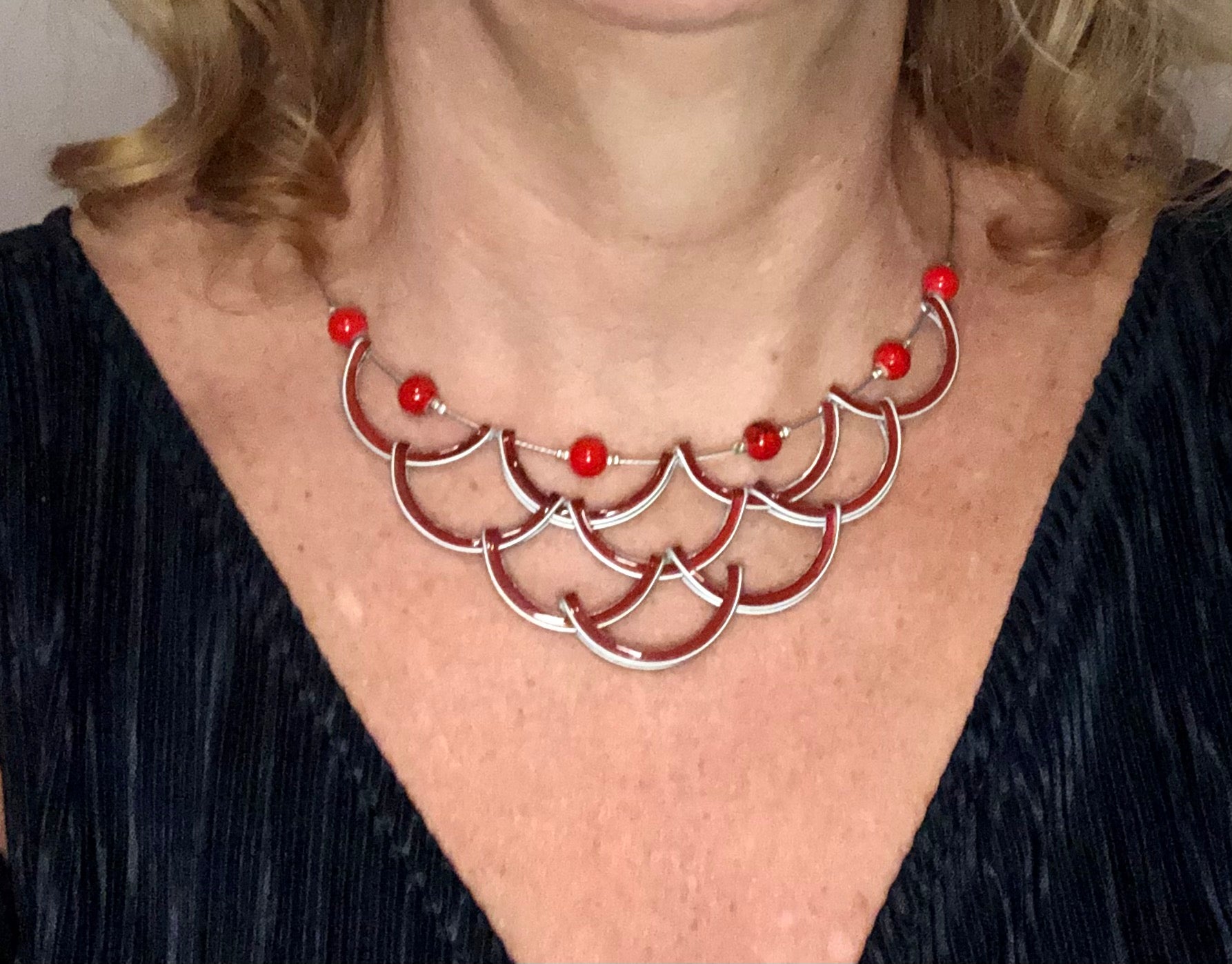 Collier plastron perles