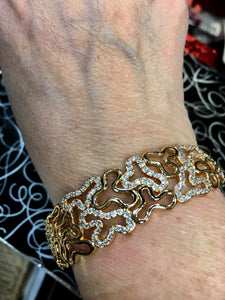 Bracelet rigide plaqué or et zirconiums