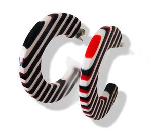 Créoles rayées rouge et noir