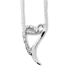 Pendentif Coeur plaqué or blanc et zirconiums