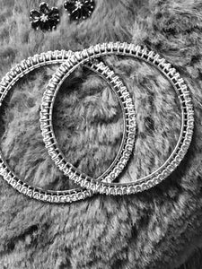 Bracelet plaqué or blanc et zirconiums