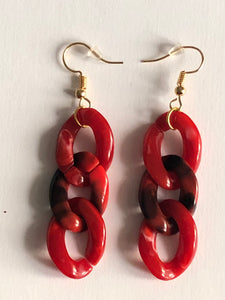 Boucles d’oreilles 3 maillons multicolores « Jade1 »