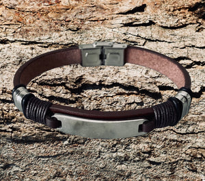 Bracelet acier 316 et cuir synthétique