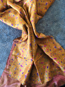 Foulard soie indienne mordorée à motifs