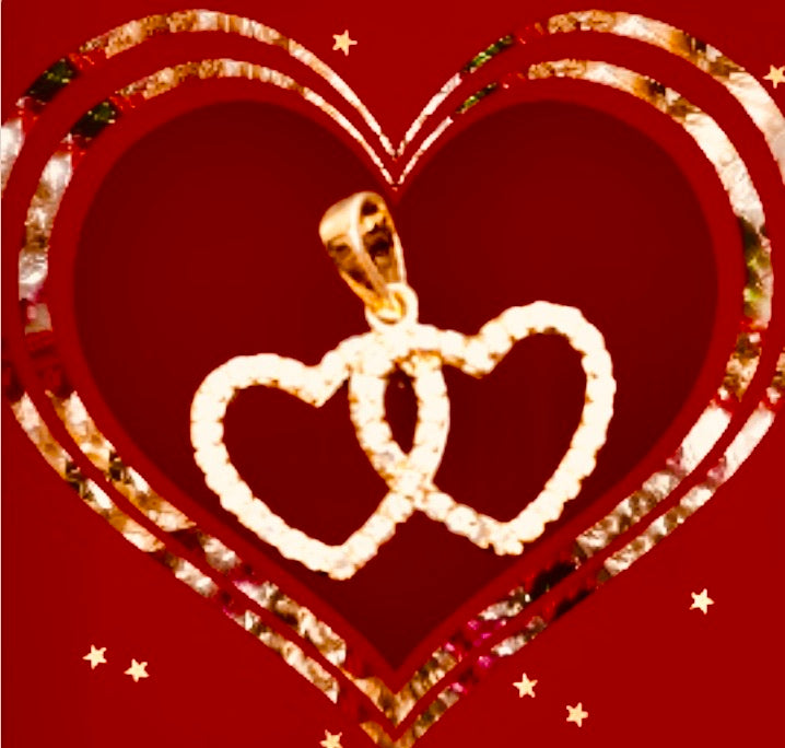 Pendentif plaqué or jaune « 2 coeurs enlacés »