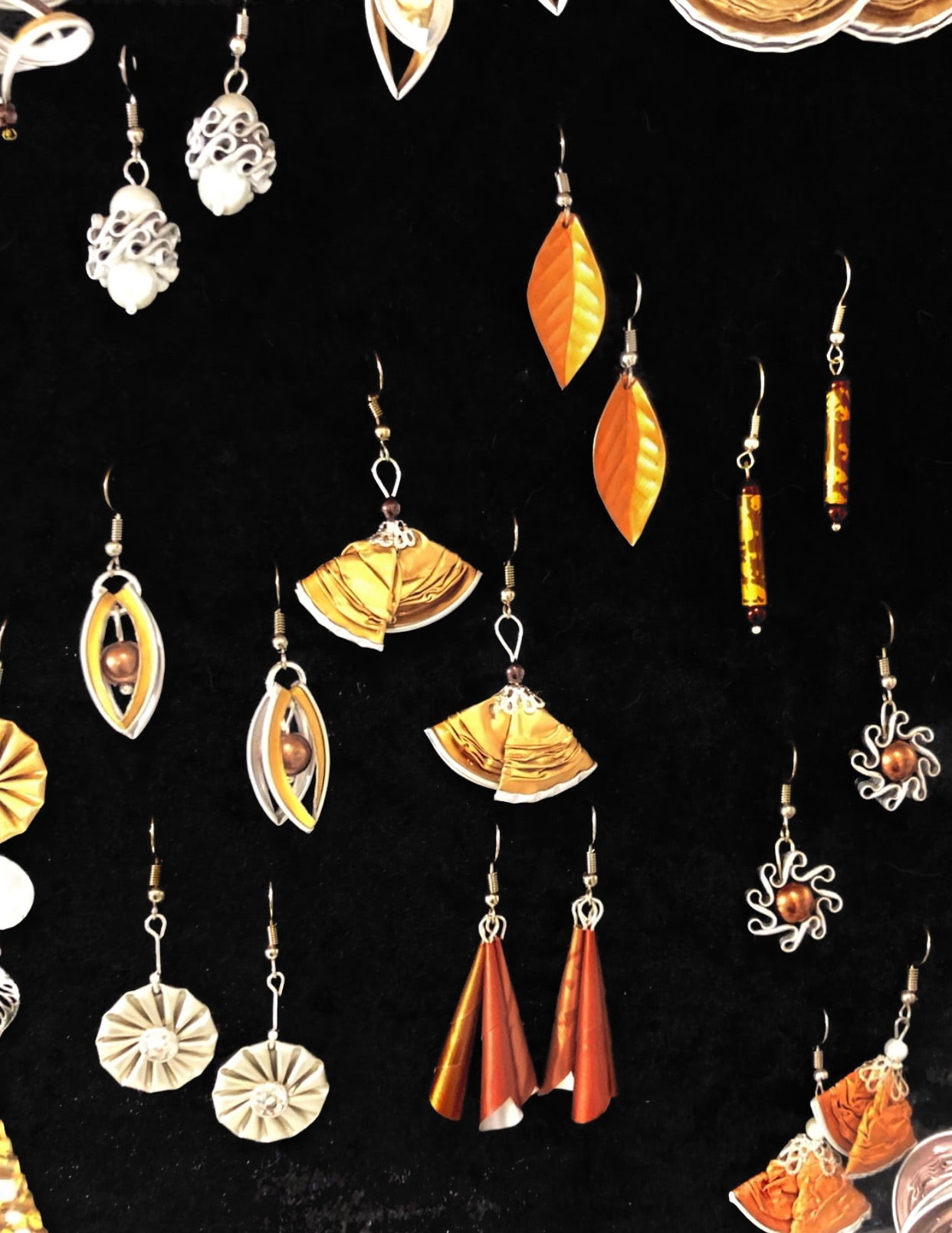 Boucles d’oreilles « fleur noire et brillant »