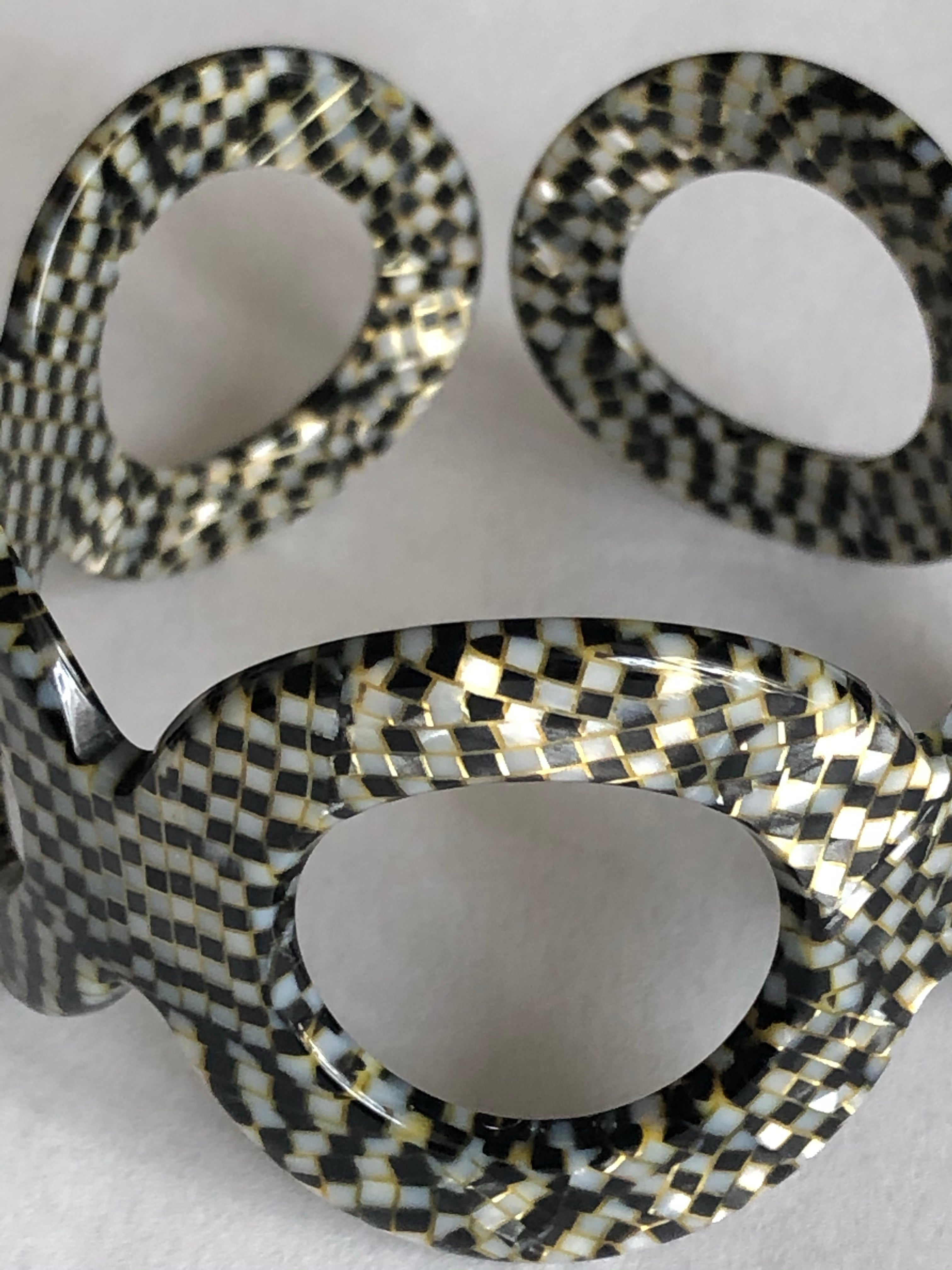 Bracelet-Manchette motif « Damier »