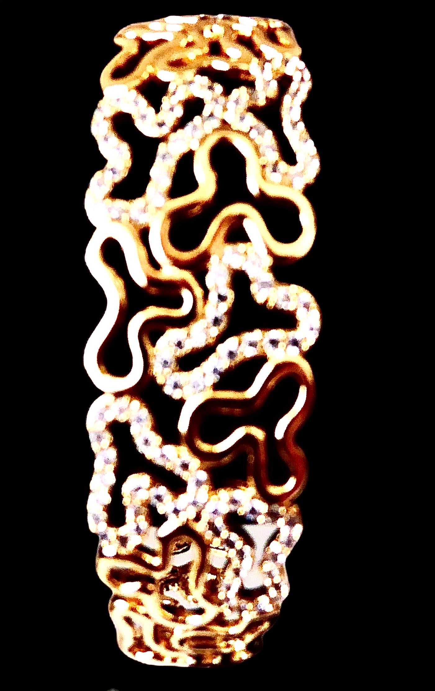 Bracelet rigide plaqué or et zirconiums