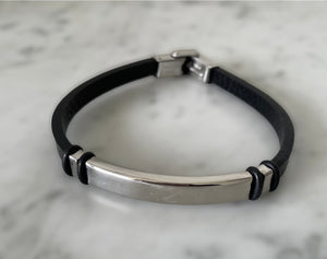Bracelet acier 316 et cuir synthétique