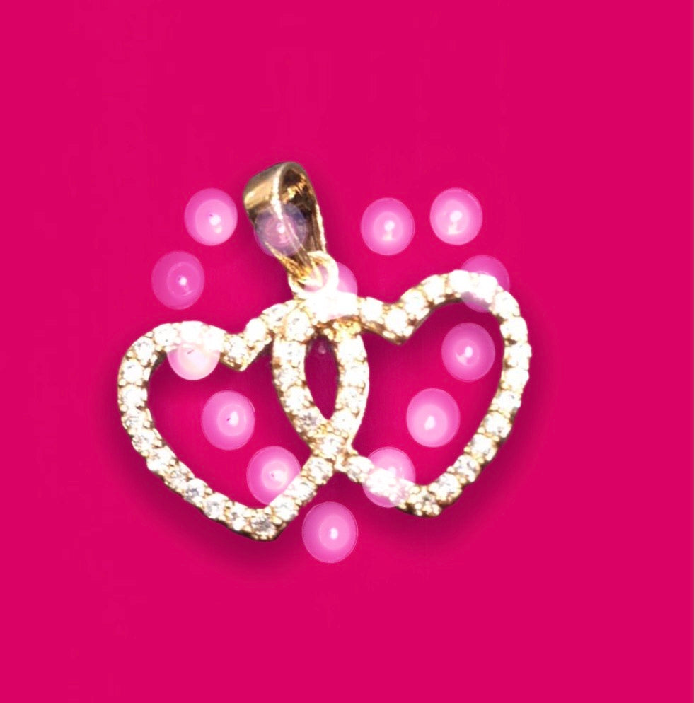Pendentif plaqué or jaune « 2 coeurs enlacés »