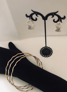 Boucles d’oreilles motif « Vagues », créoles, 3 anneaux